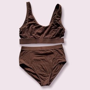Richer Poorer bralette and high waisted panty set, java, size S / XS